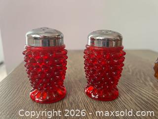 MaxSold Auction: Vintage Salt & Pepper Shaker Lot – 2 Pairs (Red Hobnail & Amber Diamond Point) - Oshawa (Ontario, Canada) SELLER MANAGED Downsizing Online Auction - Arthur Street Arthur