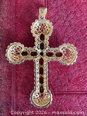 MaxSold Auction: 18K Yellow Gold Cross with 11 Large Garnets - Oakville (Ontario, Canada) PARTNER MANAGED Estate Sale Online Auction - Lakeshore Road West (Shipping Available)