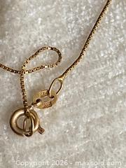 MaxSold Auction: 14K Solid Yellow Gold Box Chain Necklace, Italy 16 inches - Toronto (Ontario, Canada) SELLER MANAGED Downsizing Online Auction - O'connor Drive (CONDO)