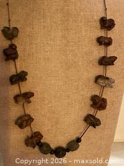 MaxSold Auction: Antique Olive Green Carved Jade Beaded Long Necklace with Accent Beads - Toronto (Ontario, Canada) SELLER MANAGED Downsizing Online Auction - O'connor Drive (CONDO)