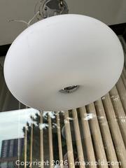 MaxSold Auction: MCM Retro Milk Glass and Chrome Pendant Light - Toronto (Ontario, Canada) SELLER MANAGED Downsizing Online Auction - O'connor Drive (CONDO)