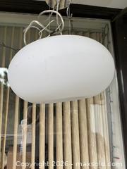 MaxSold Auction: MCM Retro Milk Glass and Chrome Pendant Light - Toronto (Ontario, Canada) SELLER MANAGED Downsizing Online Auction - O'connor Drive (CONDO)