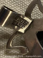 MaxSold Auction: Mexican Silver Bracelet with Black Onyx Cabochon - Toronto (Ontario, Canada) SELLER MANAGED Downsizing Online Auction - O'connor Drive (CONDO)