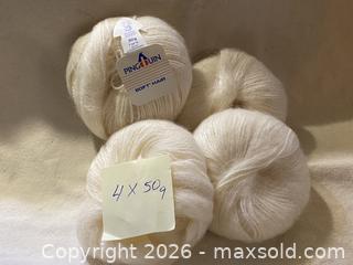 MaxSold Auction: Pingouin Mohair Blend Yarn 50 g, 110 m, Cream — 4 Skeins - Toronto (Ontario, Canada) SELLER MANAGED Downsizing Online Auction - O'connor Drive (CONDO)