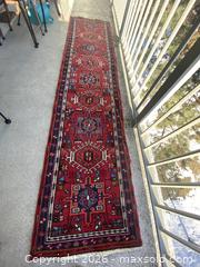 MaxSold Auction: Red Wool Vintage Turkish Runner Rug, 26" x 9 ft 3" - Toronto (Ontario, Canada) SELLER MANAGED Downsizing Online Auction - O'connor Drive (CONDO)