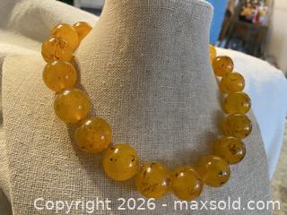 MaxSold Auction: Vintage Amber Beaded Choker Necklace with Large Beads & Metal Clasp - Toronto (Ontario, Canada) SELLER MANAGED Downsizing Online Auction - O'connor Drive (CONDO)