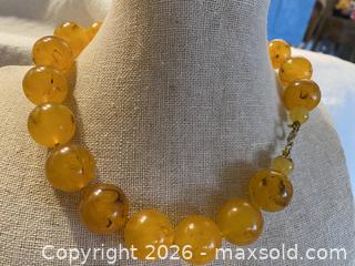 MaxSold Auction: Vintage Amber Beaded Choker Necklace with Large Beads & Metal Clasp - Toronto (Ontario, Canada) SELLER MANAGED Downsizing Online Auction - O'connor Drive (CONDO)