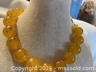 MaxSold Auction: Vintage Amber Beaded Choker Necklace with Large Beads & Metal Clasp - Toronto (Ontario, Canada) SELLER MANAGED Downsizing Online Auction - O'connor Drive (CONDO)