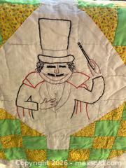 MaxSold Auction: Vintage Hand-Stitched Cotton Patchwork Quilt with Sesame Street Embroidery - 40x58 - Toronto (Ontario, Canada) SELLER MANAGED Downsizing Online Auction - O'connor Drive (CONDO)