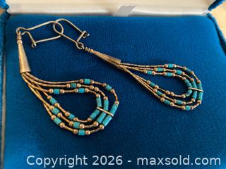 MaxSold Auction: Vintage Indigenous American Sterling Silver and Turquoise Liquid Silver Dangle Earrings - Toronto (Ontario, Canada) SELLER MANAGED Downsizing Online Auction - O'connor Drive (CONDO)
