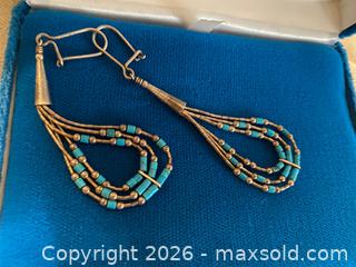MaxSold Auction: Vintage Indigenous American Sterling Silver and Turquoise Liquid Silver Dangle Earrings - Toronto (Ontario, Canada) SELLER MANAGED Downsizing Online Auction - O'connor Drive (CONDO)