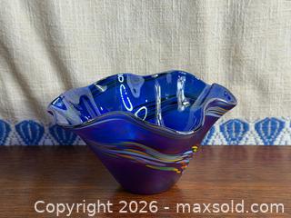 MaxSold Auction: Glass Eye Studio 'Wave Bowl' - Blue Drag Swirl Iridescence Design - Hamilton (Ontario, Canada) SELLER MANAGED Estate Sale Online Auction - Gertrude Street