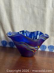 MaxSold Auction: Glass Eye Studio 'Wave Bowl' - Blue Drag Swirl Iridescence Design - Hamilton (Ontario, Canada) SELLER MANAGED Estate Sale Online Auction - Gertrude Street