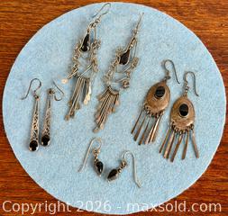 MaxSold Auction: Mostly Sterling Silver + Onyx Drop Earrings - Hamilton (Ontario, Canada) SELLER MANAGED Estate Sale Online Auction - Gertrude Street