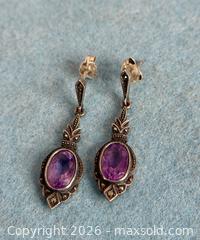 MaxSold Auction: Sterling Silver Amethyst Art Deco Drop Earrings - Hamilton (Ontario, Canada) SELLER MANAGED Estate Sale Online Auction - Gertrude Street