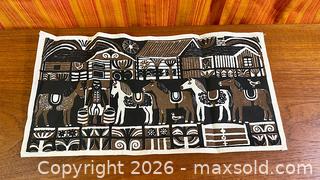 MaxSold Auction: Vtg MCM Sweden Dala Horse Tapestry Cloth Hanging - Hamilton (Ontario, Canada) SELLER MANAGED Estate Sale Online Auction - Gertrude Street