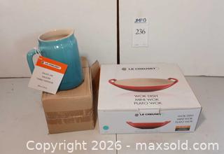 MaxSold Auction: Le Creuset Wok Dish #2 and Sauce Jar - Fremont (California, USA) PARTNER MANAGED Estate Sale Online Auction - Las Palmas Avenue