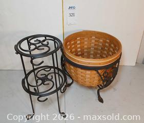 MaxSold Auction: Longaberger Basket with 2 Wrought Iron Stands - Fremont (California, USA) PARTNER MANAGED Estate Sale Online Auction - Las Palmas Avenue