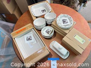 MaxSold Auction: Longaberger "Holly" Pottery Dishes - New - Fremont (California, USA) PARTNER MANAGED Estate Sale Online Auction - Las Palmas Avenue