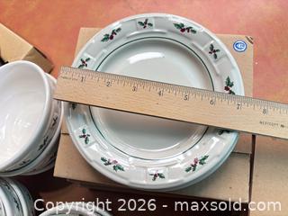 MaxSold Auction: Longaberger "Holly" Pottery Dishes - New - Fremont (California, USA) PARTNER MANAGED Estate Sale Online Auction - Las Palmas Avenue