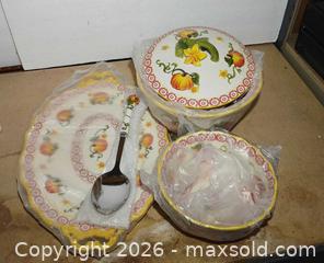 MaxSold Auction: Longaberger plates and Temp-tations Pumpkin Dishes  - Fremont (California, USA) PARTNER MANAGED Estate Sale Online Auction - Las Palmas Avenue
