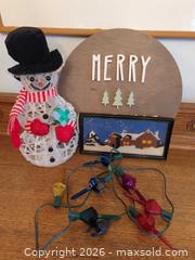 MaxSold Auction: Christmas/Winter Holiday Decor: Snowman, Sign, Lights, Cross-Stitch - Markham (Ontario, Canada) SELLER MANAGED Downsizing Online Auction - Carlton Road