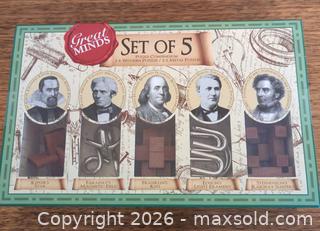 MaxSold Auction: Professor Puzzle Great Minds Wooden & Metal Puzzle Set (5 pcs) - Markham (Ontario, Canada) SELLER MANAGED Downsizing Online Auction - Carlton Road