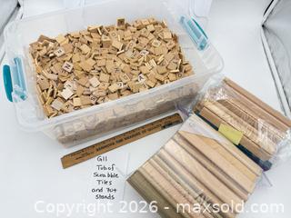 MaxSold Auction: Tub of Scrabble Tiles and Stands - Bremerton (Washington, USA) SELLER MANAGED Estate Sale Online Auction - Burwell Street