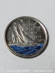 MaxSold Auction: 10 cent Coin of Canada Colorized Bluenose  - South Frontenac (Ontario, Canada) SELLER MANAGED Downsizing Online Auction - Battersea Road