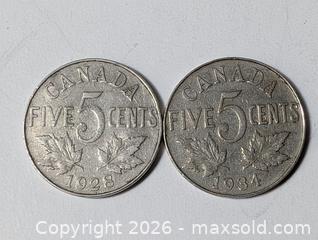 MaxSold Auction: 1928 1934 Canada 5 Cent Coin - South Frontenac (Ontario, Canada) SELLER MANAGED Downsizing Online Auction - Battersea Road