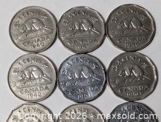 MaxSold Auction: Canadian Nickel Collection Lot x9 - South Frontenac (Ontario, Canada) SELLER MANAGED Downsizing Online Auction - Battersea Road