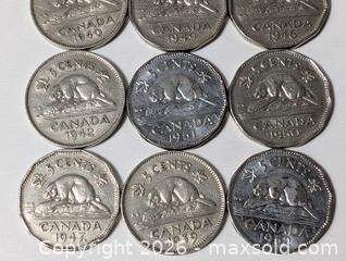 MaxSold Auction: Canadian Nickel Collection Lot x9 - South Frontenac (Ontario, Canada) SELLER MANAGED Downsizing Online Auction - Battersea Road