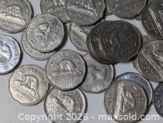 MaxSold Auction: lot of 30 Canadian 5 cent coins - South Frontenac (Ontario, Canada) SELLER MANAGED Downsizing Online Auction - Battersea Road