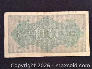 MaxSold Auction: 1923 GERMANY Depression Era  1000 MARK  RARE Banknote. - Aurora (Ontario, Canada) SELLER MANAGED Estate Sale Online Auction - Closs Square