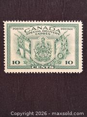 MaxSold Auction: Canada Special Delivery Stamp # E10,  Wartime Issue , Mint Condition - Aurora (Ontario, Canada) SELLER MANAGED Estate Sale Online Auction - Closs Square