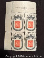 MaxSold Auction: Canada Stamp Block - 1962  5c VICTORIA CENTENARY  Inscription Block of 4 - Aurora (Ontario, Canada) SELLER MANAGED Estate Sale Online Auction - Closs Square