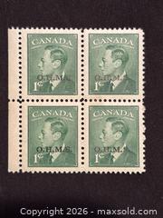 MaxSold Auction: Canada Stamp Overprinted OHMS Official Stamp, George VI Wartime, Mint Condition  - Aurora (Ontario, Canada) SELLER MANAGED Estate Sale Online Auction - Closs Square