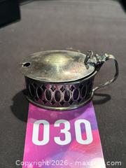 MaxSold Auction: Vintage Cobalt Blue Glass & Silver-Plated Mustard Jar 2-12” x 1-1/2” - Aurora (Ontario, Canada) SELLER MANAGED Estate Sale Online Auction - Closs Square