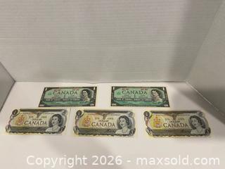 MaxSold Auction: Canada 1967 Centennial & 1973 One Dollar Banknotes, Lot of 5 - Wilmot (Ontario, Canada) PARTNER MANAGED Estate Sale Online Auction - Summit Crescent