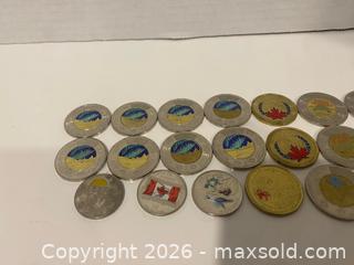 MaxSold Auction: Lot of 20 Coloured Canadian Commemorative Coins (Toonies, Loonies, Quarters) - Wilmot (Ontario, Canada) PARTNER MANAGED Estate Sale Online Auction - Summit Crescent
