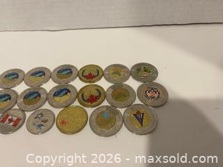 MaxSold Auction: Lot of 20 Coloured Canadian Commemorative Coins (Toonies, Loonies, Quarters) - Wilmot (Ontario, Canada) PARTNER MANAGED Estate Sale Online Auction - Summit Crescent
