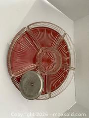 MaxSold Auction: Mid-Century Glass & Red Plastic Lazy Susan with Center Bowl - Wilmot (Ontario, Canada) PARTNER MANAGED Estate Sale Online Auction - Summit Crescent