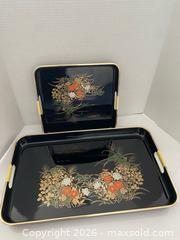 MaxSold Auction: Pair of Japanese Black Lacquer Decorative Serving Trays - Wilmot (Ontario, Canada) PARTNER MANAGED Estate Sale Online Auction - Summit Crescent