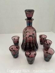 MaxSold Auction: Purple Amethyst Glass Decanter with 6 Gilded Glasses (7 pcs) - Wilmot (Ontario, Canada) PARTNER MANAGED Estate Sale Online Auction - Summit Crescent