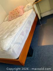 MaxSold Auction: Queen Mid-Century Modern Platform Teak Bed Frame with Mattress - Wilmot (Ontario, Canada) PARTNER MANAGED Estate Sale Online Auction - Summit Crescent