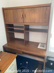 MaxSold Auction: Sauder Brown Desk Hutch with Two-Door Cabinet & Shelves - Wilmot (Ontario, Canada) PARTNER MANAGED Estate Sale Online Auction - Summit Crescent