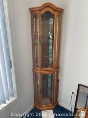 MaxSold Auction: Soskin & Gordon Oak Corner Curio Cabinet with Glass Shelves - Wilmot (Ontario, Canada) PARTNER MANAGED Estate Sale Online Auction - Summit Crescent