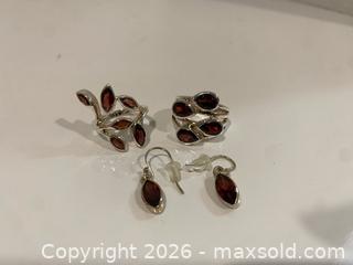 MaxSold Auction: Sterling Silver Garnet Leaf & Vine Rings and Earrings - Wilmot (Ontario, Canada) PARTNER MANAGED Estate Sale Online Auction - Summit Crescent