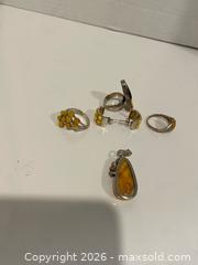 MaxSold Auction: Sterling Silver Ring, Earrings & Pendant with Amber Inlays - Wilmot (Ontario, Canada) PARTNER MANAGED Estate Sale Online Auction - Summit Crescent