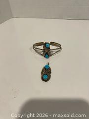 MaxSold Auction: Sterling Silver Turquoise Cuff Bracelet & Pendant Vintage - Wilmot (Ontario, Canada) PARTNER MANAGED Estate Sale Online Auction - Summit Crescent